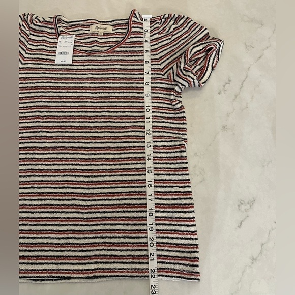 Madewell NWT Knit Striped Puff Short Sleeve Blouse - Picture 7 of 9